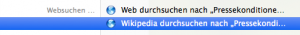 Spotlight durchsucht Google und Wikipedia.