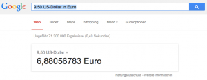 Google als Währungsumrechner (Foto: Screenshot)