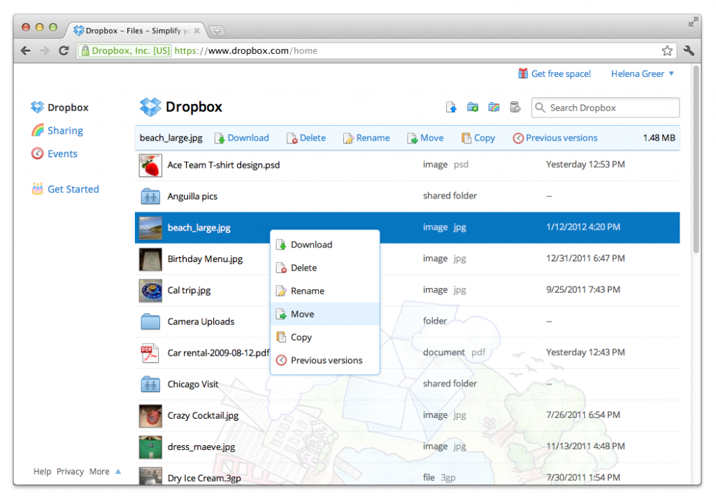 Dropbox bietet eine einfache Weboberfläche an (Foto: Dropbox.com)