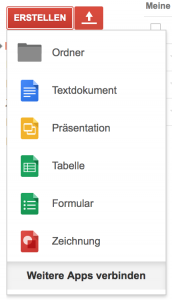 Google Docs unterstützt Textdokumente, Präsentationen, Tabellen, Formulare und Zeichnungen (Foto: Screenshot)