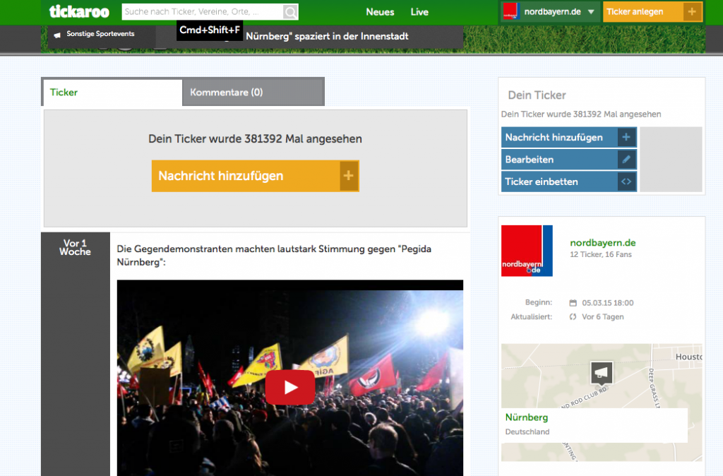Die Administration erfolgt über das übersichtliche Tickaroo-Web-Backend.