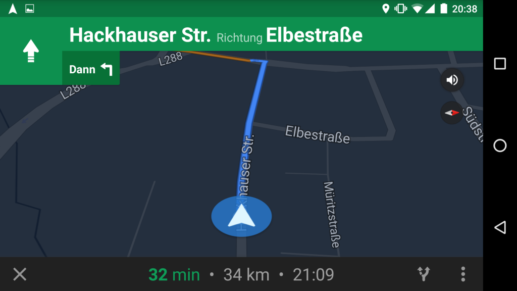 Die Google Navigation zeigt einen aufgeräumten Bildschirm (Foto: Screenshot)